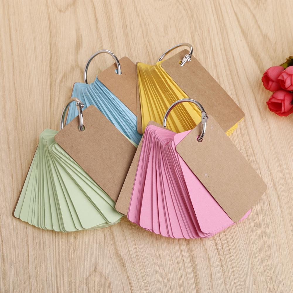Kraft Paper Binder Ring Easy Flip Flash Cards Study Memo Pads DIY Stationery