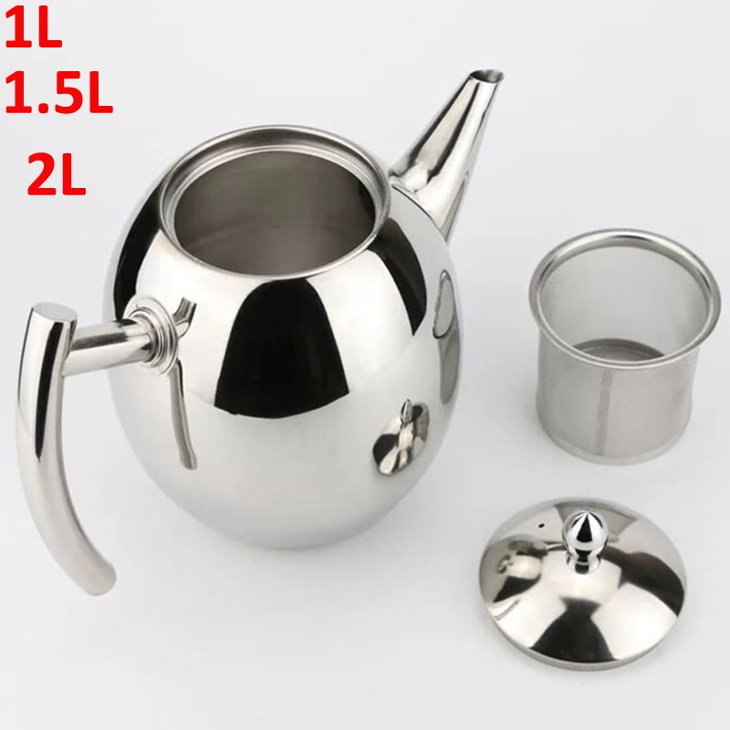 Large Capacity Stainless Steel Coffee Tea Pot Maker with Infuser Kettle Boiling Teapots Drinkware Multifunction Heated