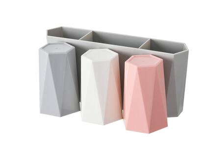 1 Set Wandmontage Tandenborstelhouder Met Borstel Cup Tandpasta Opbergrek Familie Pak Borstel &amp; Plastic Cup Badkamer accessoires: C