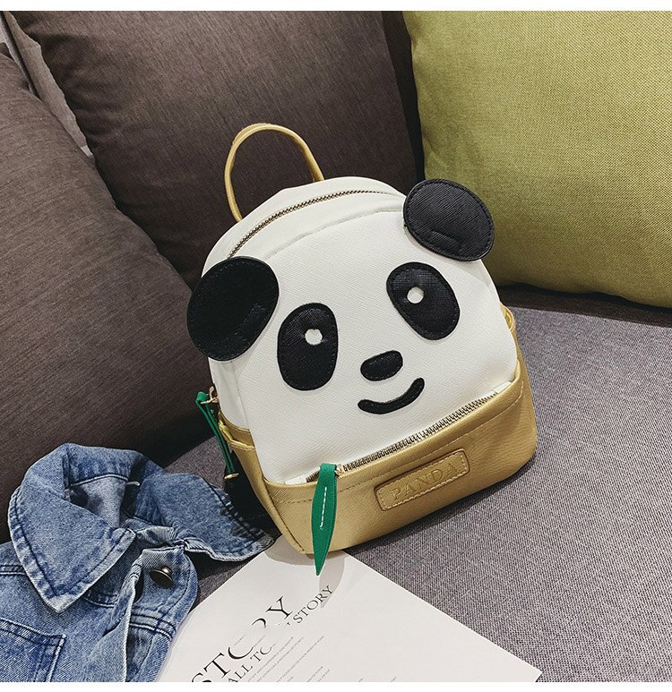 Tegneserie søde panda rygsæk børns skoletasker grundskole pu læder lille rygsæk til piger dejlige dagtasker