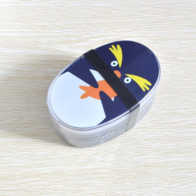 700ml Cartoon Healthy Lunch Box Cute Kids Microwave Oven Children Double Layer Bento Boxes Fruit Box Kid Food Container BPA Free: black