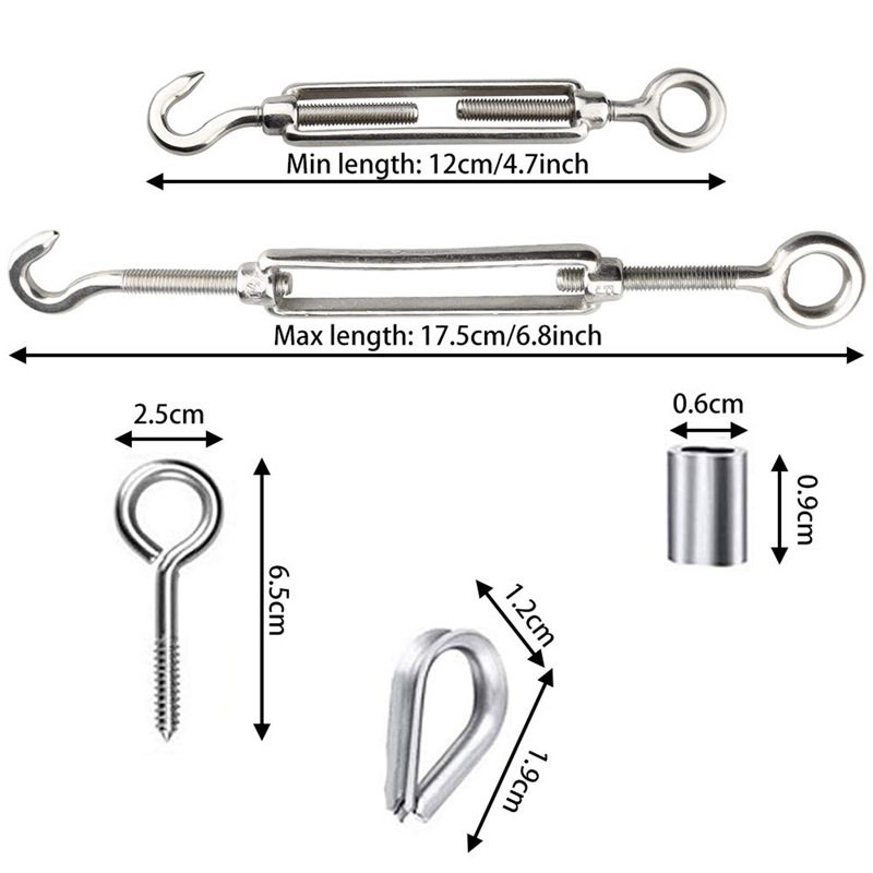 Practical 15Mx2mm Stainless Steel Cable With Steel Cable Outdoor Lamp Suspension Kit Thimble Clamp Wire And Cable Clamp