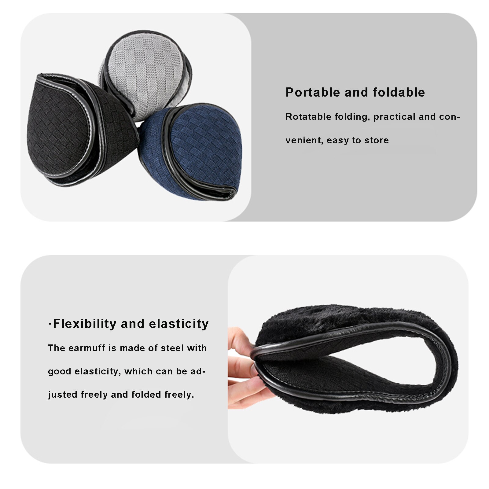 Calentadores de orejas para hombre y mujer, orejeras cálidas de lana plegables a prueba de viento para ciclismo, correr, esquiar, Invierno