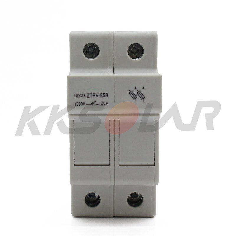 Portafusibles 2P PV, 10x38mm con Fusible DC 1000V 10A 15A 20A para protección de Sistema Solar, 1 Juego