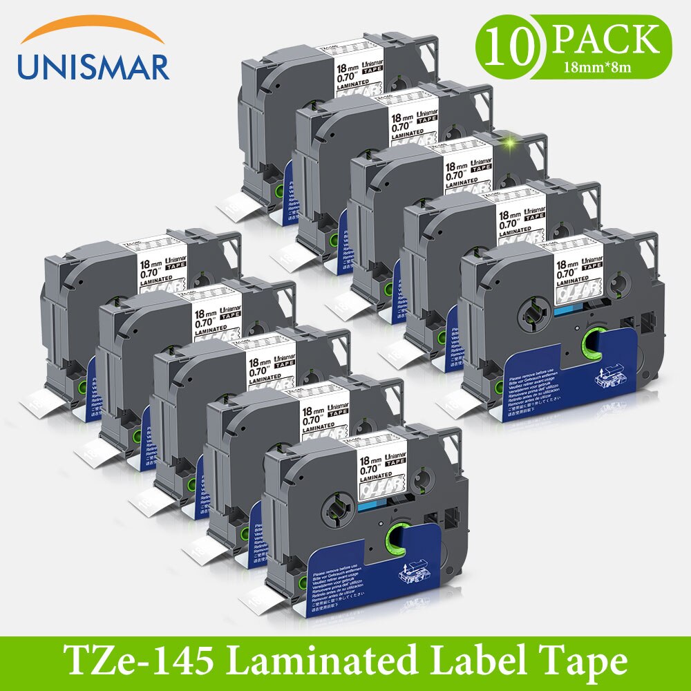 10PK 18mm TZe-141 Black on Clear White TZe-241 Label Tapes for Brother TZe141 TZ-141 P-touch Label Printer Laminated Label Maker: White on Clear