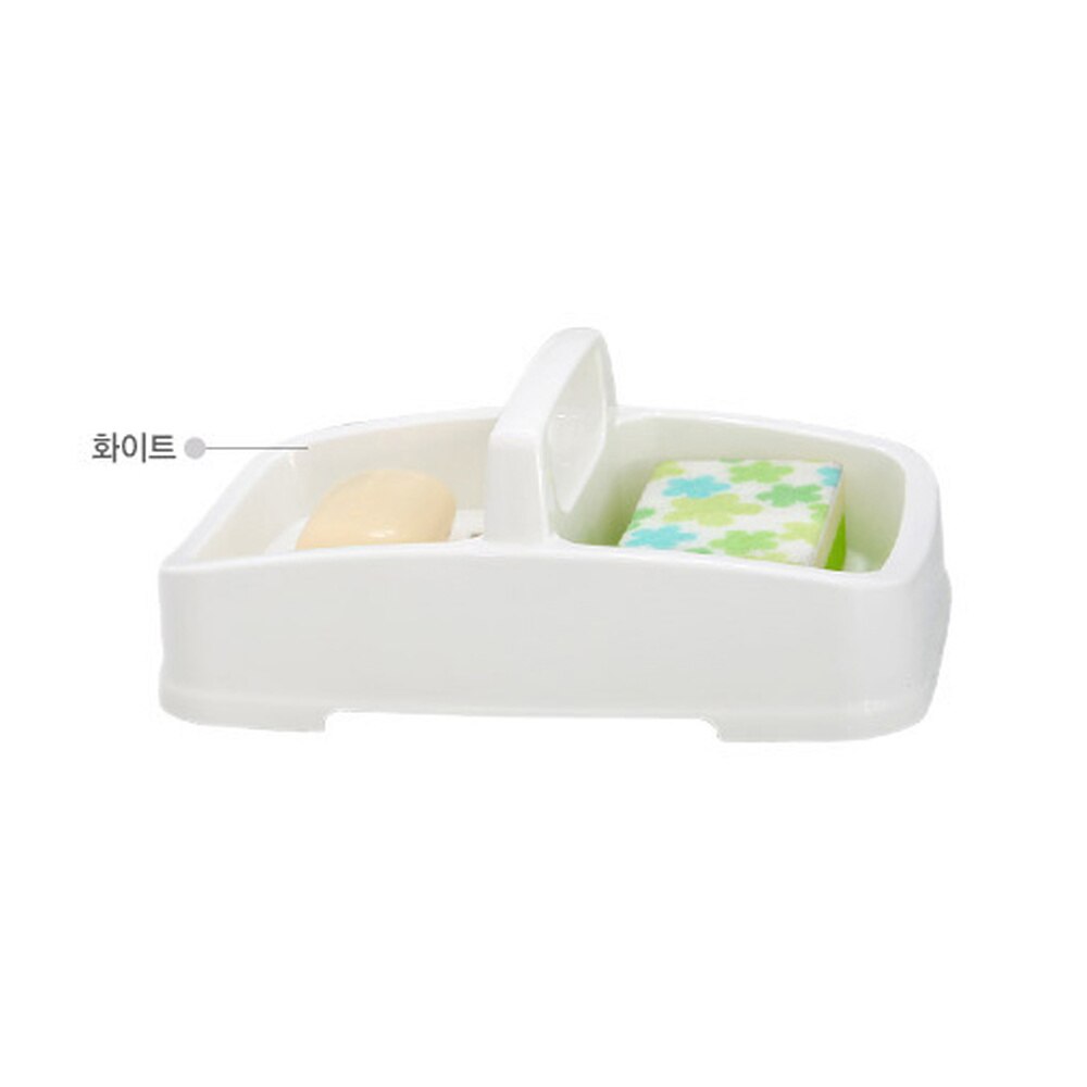Imported portable soap box drain double grid soap holder large laundry soap soap box simple blue and white series LO1112341