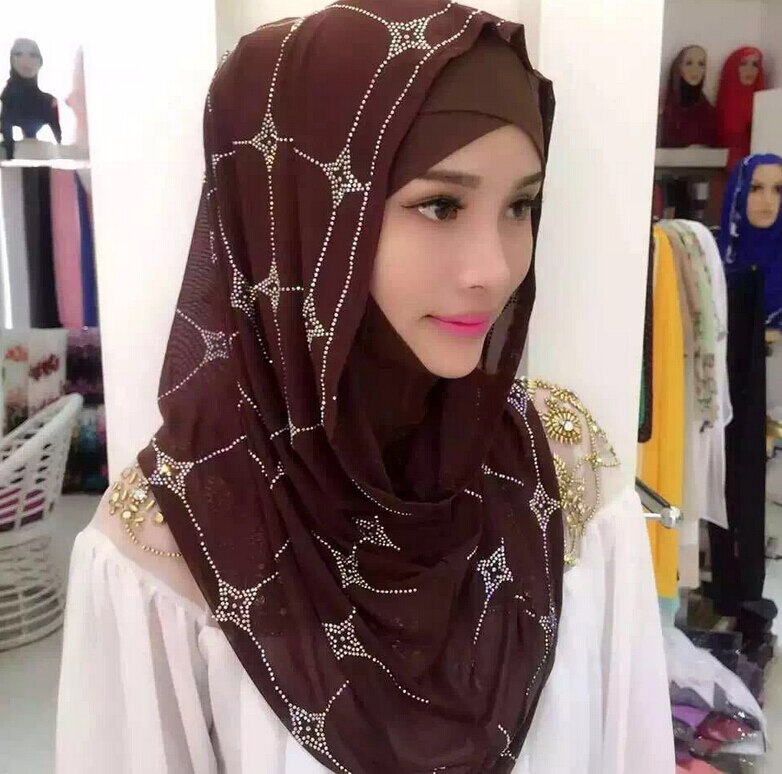 Muslim Scarf Middle East Austria drill Sets of head Female summer Scarf Hui Ethnic style Hijab #8139R0