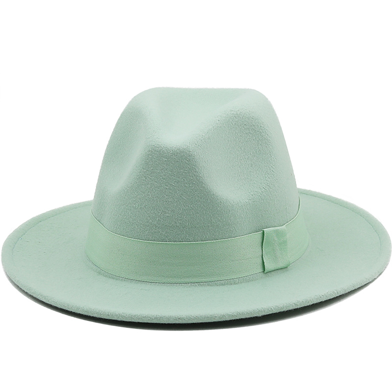 7CM Wide Brim Women Felt Fedora Hats With Bee Ribbon Autumn Winter Wedding Party Trilby Hat Men Gentleman Jazz Hats 54-58CM