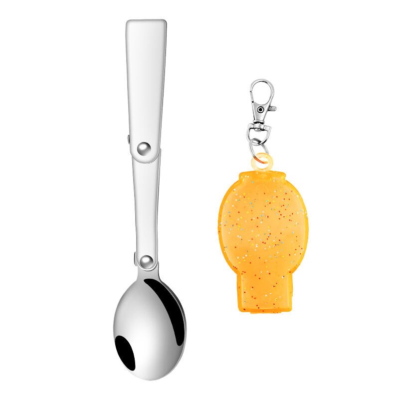 Rostfri ficksked hopfällbar spork bärbar utomhus camping bestick resor servis picknick vandring gaffel sked: Orange 2