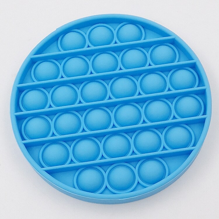 Round Silicone Push Pop Bubble Fidget Sensory Toy Stress Reliever Extrusion Game Educational STEM Playing Board Anxiety Relief: blue