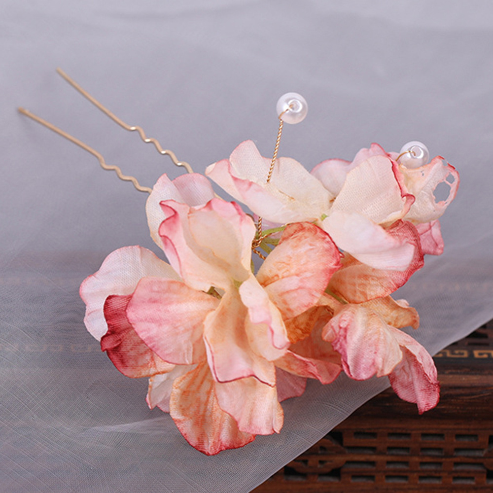 Grote Bloem Haar Stokken Vorken Goud Kleur Metalen Houten Haarspelden Clips Vrouwen Knot Maker Sieraden Chinese Stap Schudden Hoofddeksels: Rose Goud Kleur