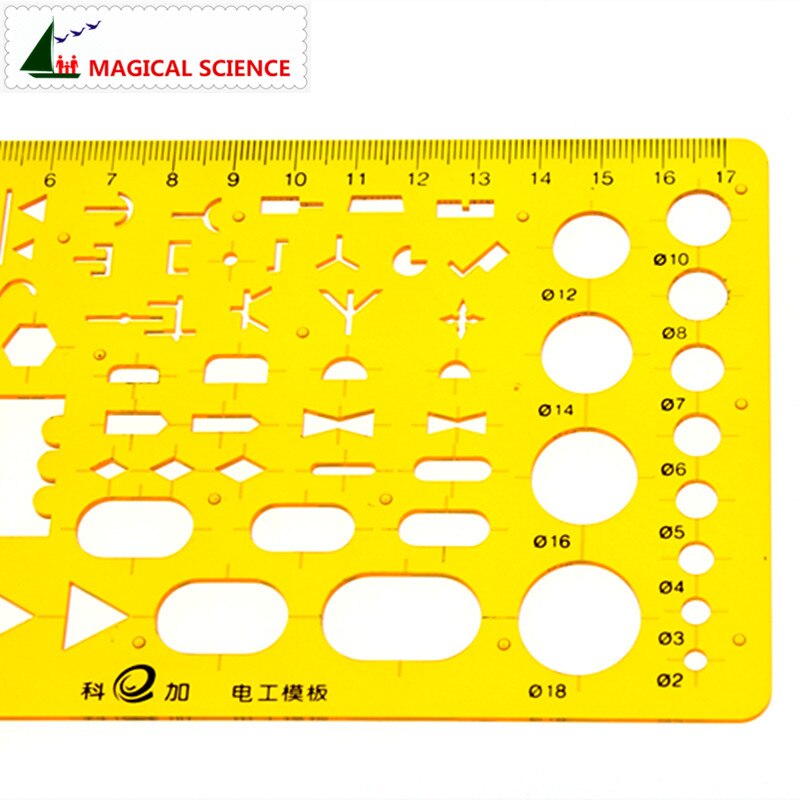 17 cm plastik Elektrik şablonları Öğrencilerin Fiziksel elektriksel Çizim cetvel Devre tasarım çizim kurulu KJ006