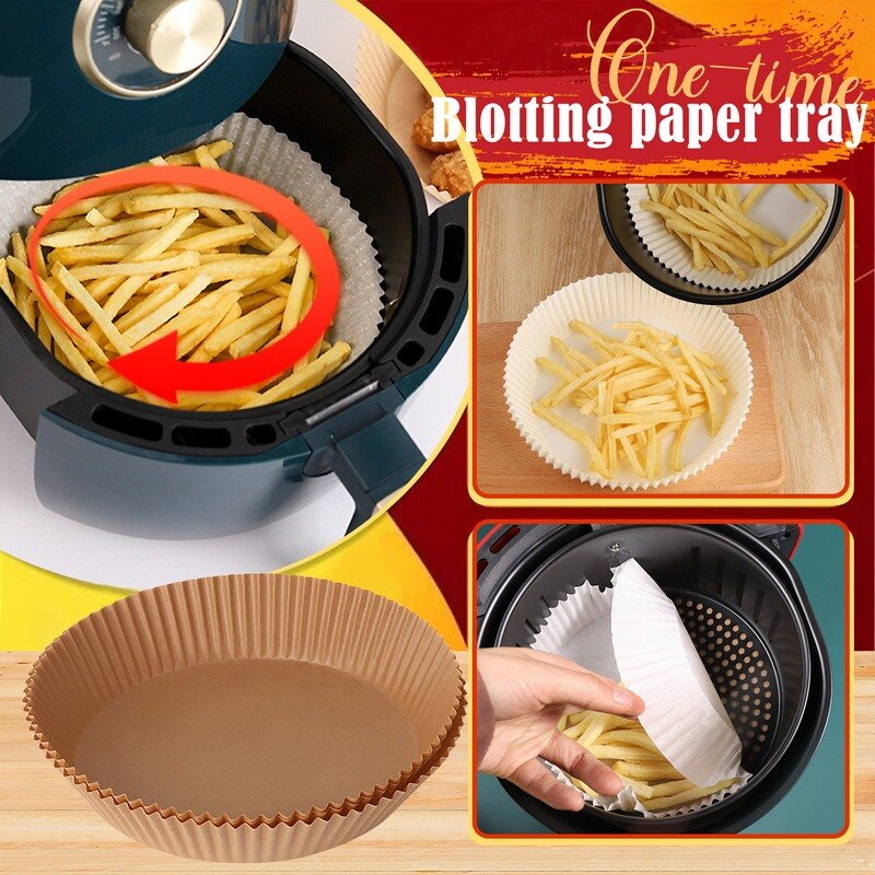 Freidora de aire con revestimiento de papel desechable, molde de pastel de forma redonda, moldes para hornear magdalenas, utensilios de cocina para hornear, DIY, 50/100 piezas
