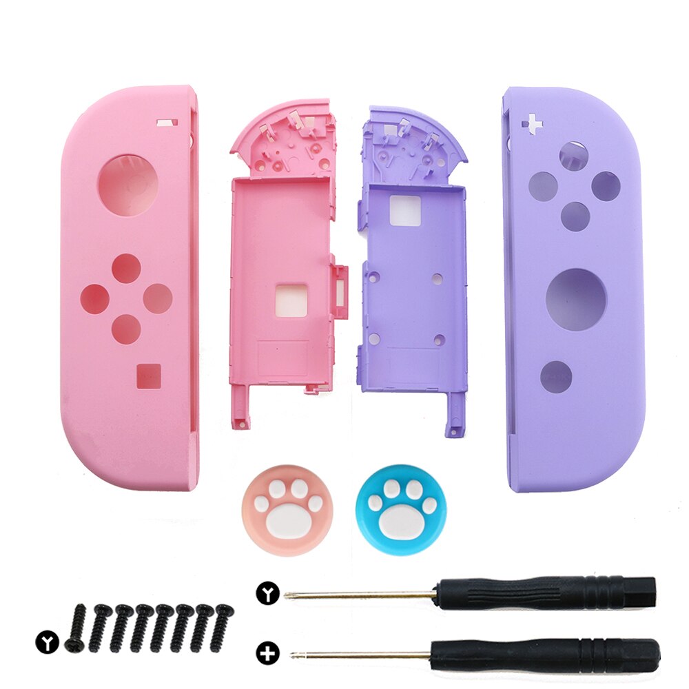 YuXi Plastic Right Left Housing Shell Case Cover for Nintendo Switch NS NX Joy-Con Controller with Silicone Analog Thumb Grip: AB