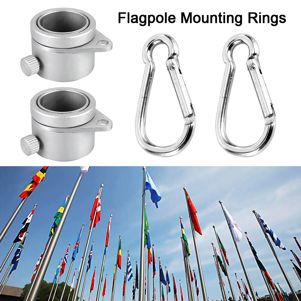 Aluminium Vlag Pole Ringen 360 Graden Roterende Vlaggenmast Vlag Montage Ringen Kit met Karabijnhaak voor 0.7-1 inch vlaggenmast