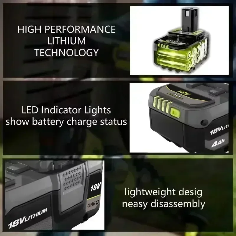 Wysokowydajna bateria litowa RYOBI ONE+8,0 Ah, bez efektu pamięci, niskie samowyładowanie, odpowiednia dla wszystkich narzędzi ONE+narzędzi