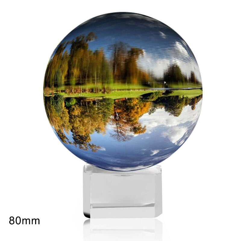 Transparent Crystal Ball with Stand Decorative Accessory Magic Tool Light Sphere Glass Ball YH-17: 80mm