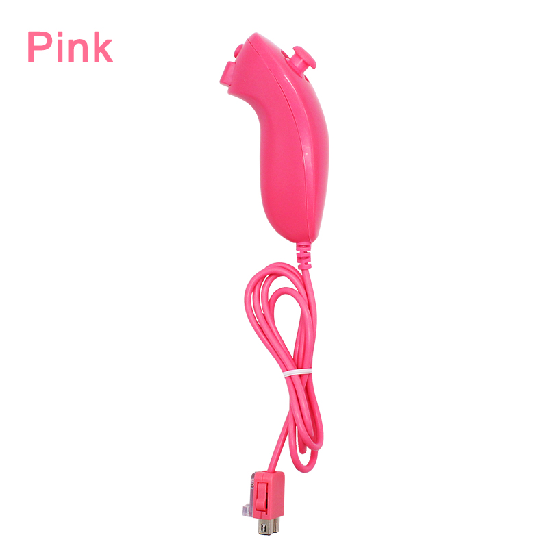 Controller Gamepad remoto Wireless 2 in 1 per Nintendo Wii Nunchuck con custodia in Silicone sensore di movimento SYNC Gamepad: Pink handle