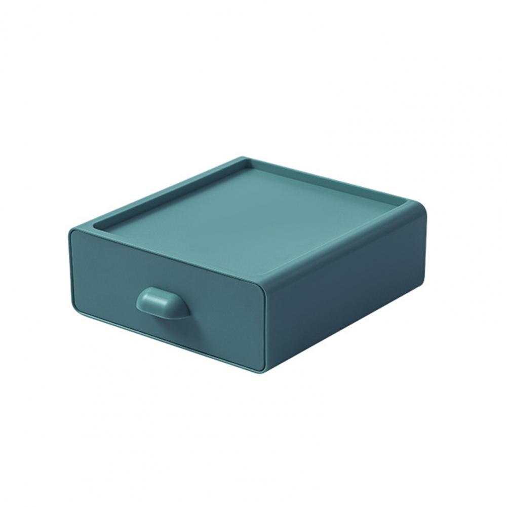 Organizer Drawer Collapsible Large Capacity ABS Stackable Desktop Storage Box for Bathroom: Green