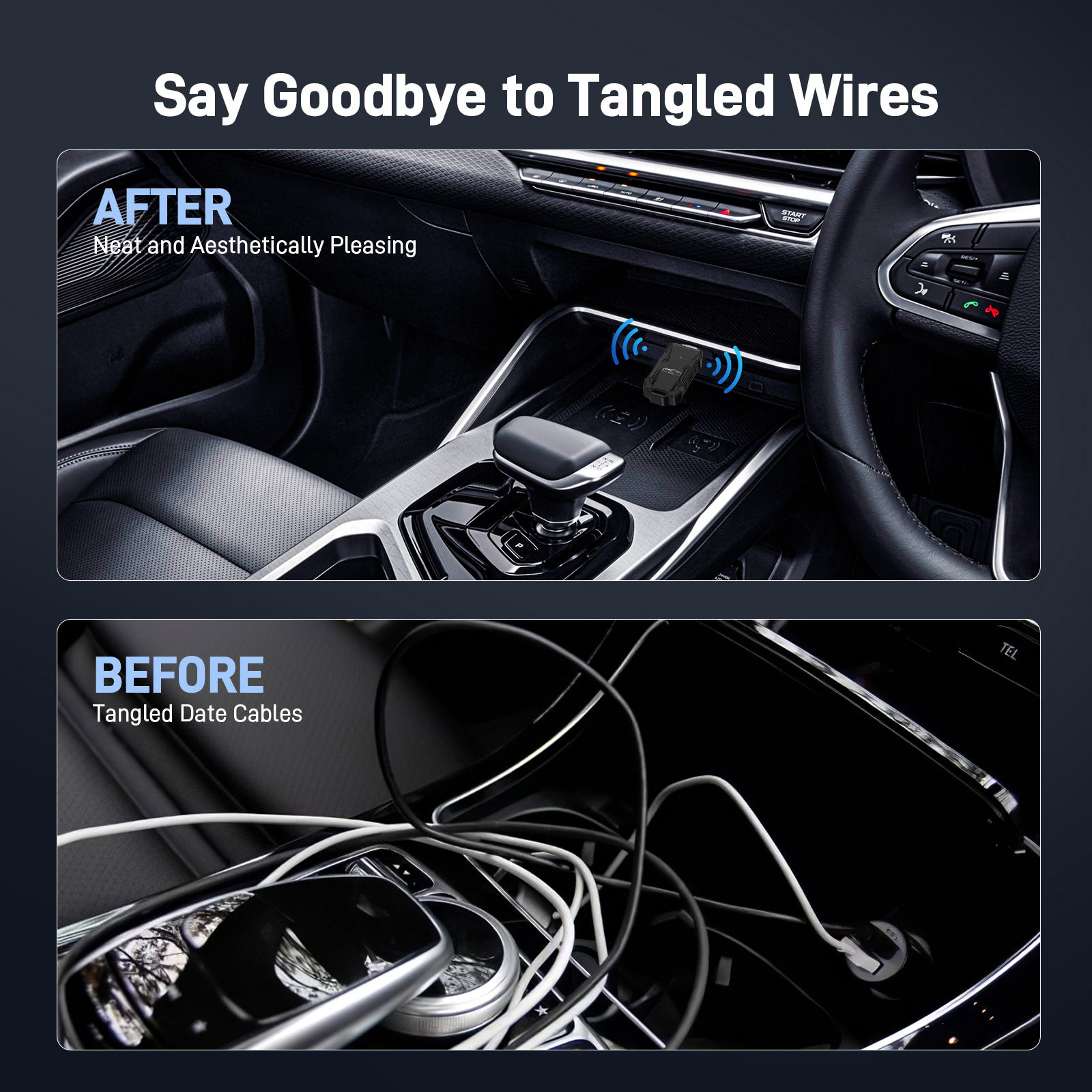 Draadloze CarPlay-adapter, Carplay draadloze adapter voor Android/iOS-auto's, originele auto bedraad naar draadloze adapter, plug and play