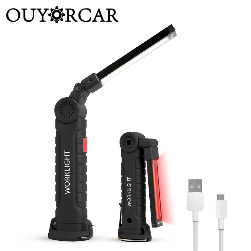 Barra de luz LED de obra para coche, linterna recargable de COB magnético, 5 modos, lámpara de inspección manual, herramienta de luz de trabajo inalámbrica multifunción