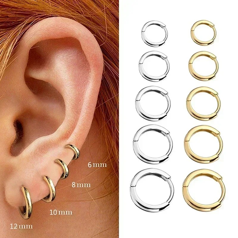 2 stuks mode hoepel oorbellen, goud kleur kleine kraakbeen oorbellen piercing sieraden trendy vrouwelijke hoepels oorbellen voor vrouwen mannen