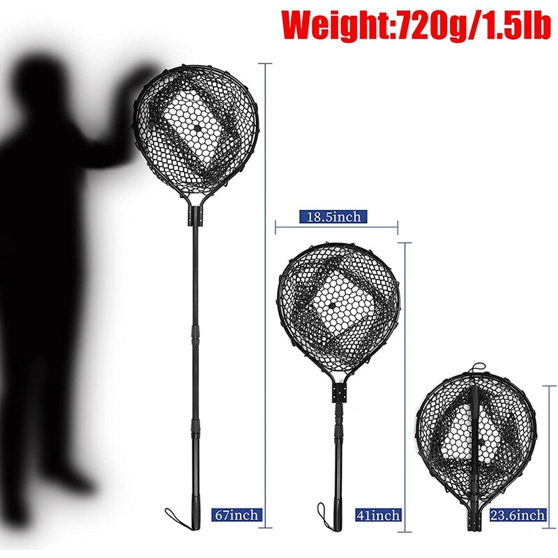 Visnet Grote Folding Landing Net, inklapbare Aluminium Pole Handvat Met Diepe Netto Voor Visnet Breiden Om 67 Inches