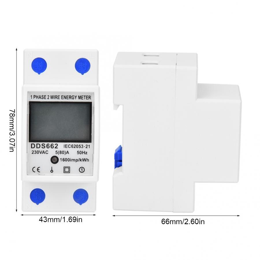 Energiemeter din 1 fase, stroommeter, kWh meter voor DIN-railmontage