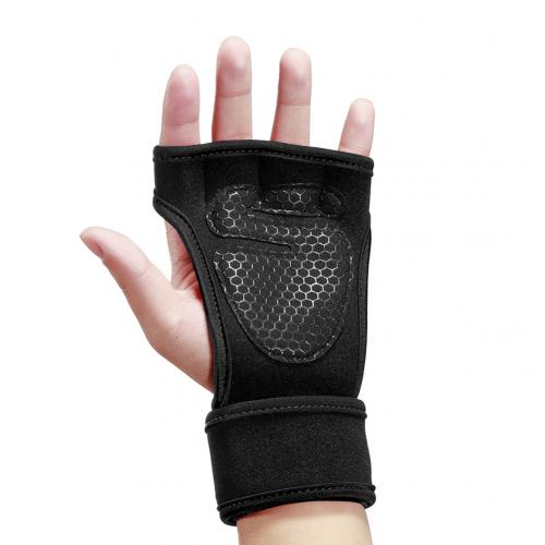 2Pcs Unisex Nonslip Weight Lift Fitness Training Hand Palm Grip Protector Gloves: Black L