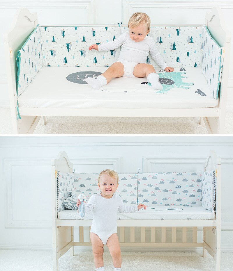 Baby Bed Bumper L-Vormige Katoen Gewatteerde Baby Wieg Zuigeling Bebe Nest Protector Cot Bumper Kamer Decoratie Enkel Stuk 120*30 Cm