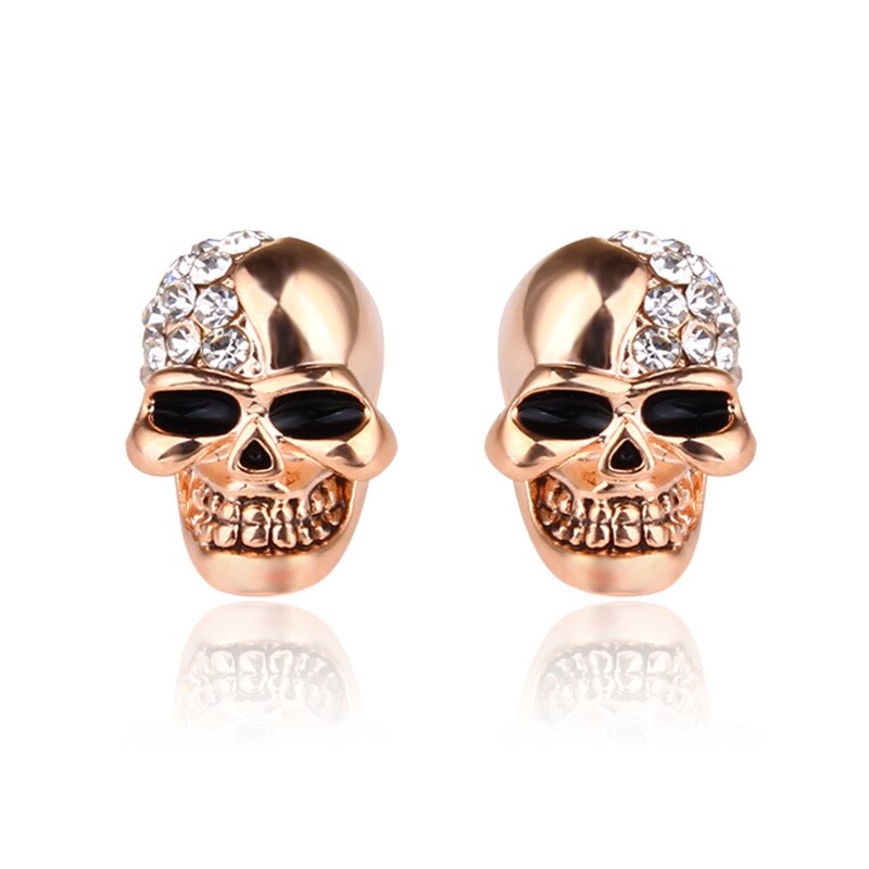 Punk Ronde Shiny Skull Clip Oorbellen, Mannen En Vrouwen Sieraden