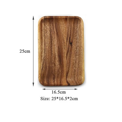Praça placas de madeira maciça todo acácia diy pratos de madeira bandeja de serviço de madeira de frutas sobremesa jantar placa de café da manhã conjunto de utensílios de mesa: A6