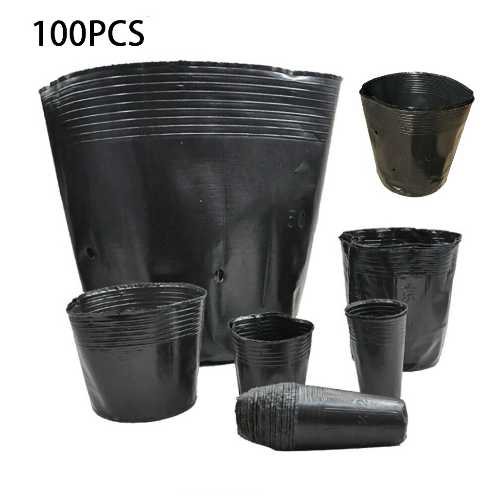 100Pcs Black Plant Potten Kwekerij Zaaien Potten Thuis Tuin Kwekerij Potten Kasplant Nursery Bloem Planten Zaailing Groeien Pot