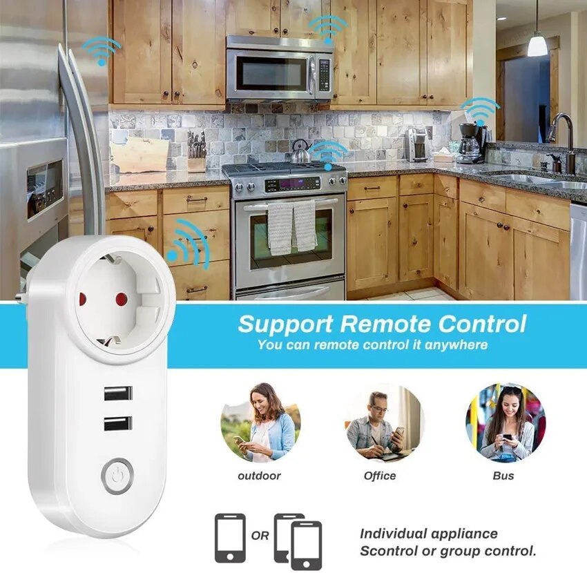 16a israelsk plugg smart wifi strømplugg wifi smart trådløs stikkontakt fungerer med alexa google hjem assistent tuya smartlife-appen