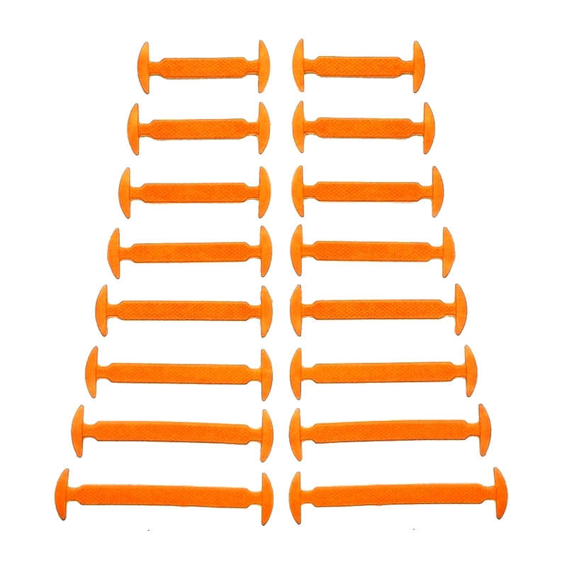 16 Teile/satz Silikon Elastische Schnürsenkel Spezielle Keine Krawatte Schnürsenkel SchnüSprosse freundlicher Erwachsene Turnschuhe Schnell Schuh Spitze: Orange