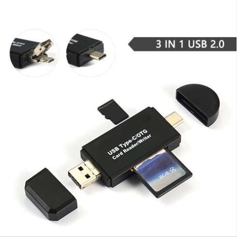 Otg micro-sd-kartenleser usb 3.0 kartenleser 2.0 für usb micro-sd-adapter flash-laufwerk smart-speicherkartenleser typ-c-kartenleser: 3 in 1 usb 2.0