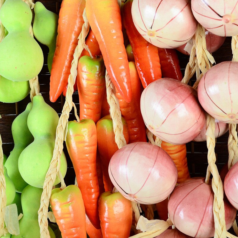 Cuerda de frutas artificiales, cuerdas de vegetales falsos para colgar, espuma de plástico para casa, cocina, decoración de granja, adorno colgante en la pared 1 cuerda