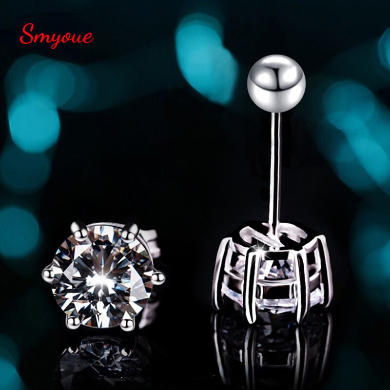 Smyoue GRA 1CT Moissanite orecchini per donna classico sei artigli scintillanti gioielli da sposa sposa S925 orecchini in argento Sterling
