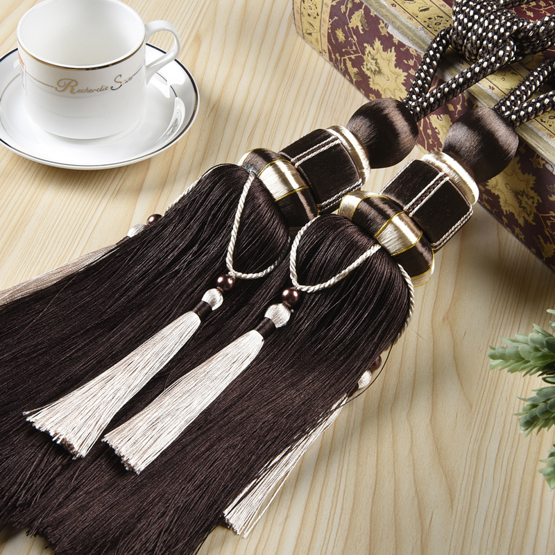 Embrasses de rideau à pampilles bleues de luxe d'europe pour décoration de salon crochets suspendus support de rideau accessoires de rideau CP071H: Marron