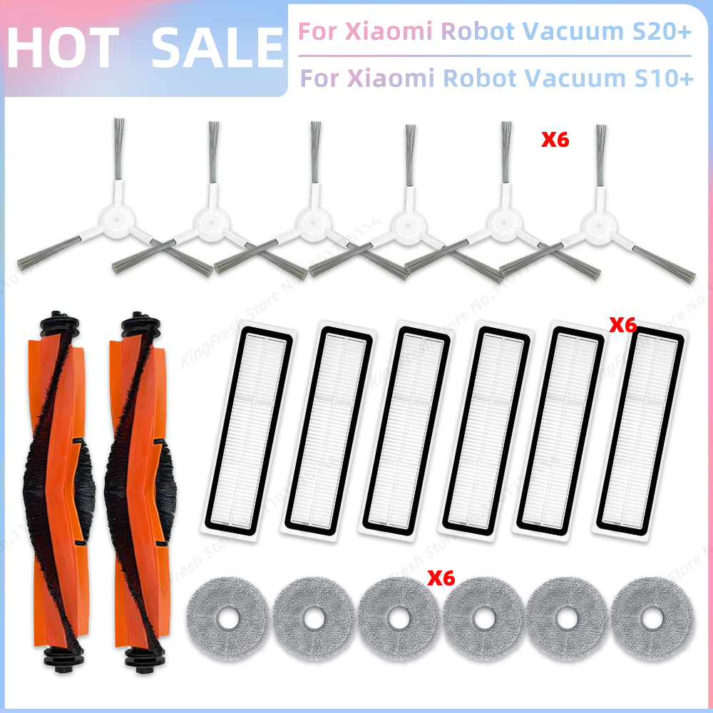 Passend Für Xiaomi Robot Vacuum S20+ Plus B108GL / S10+ Plus B105 Staubsauger Teile Hauptwalze Seitenbürste Hepa-Filter Mopptuch Zubehör: Rosa