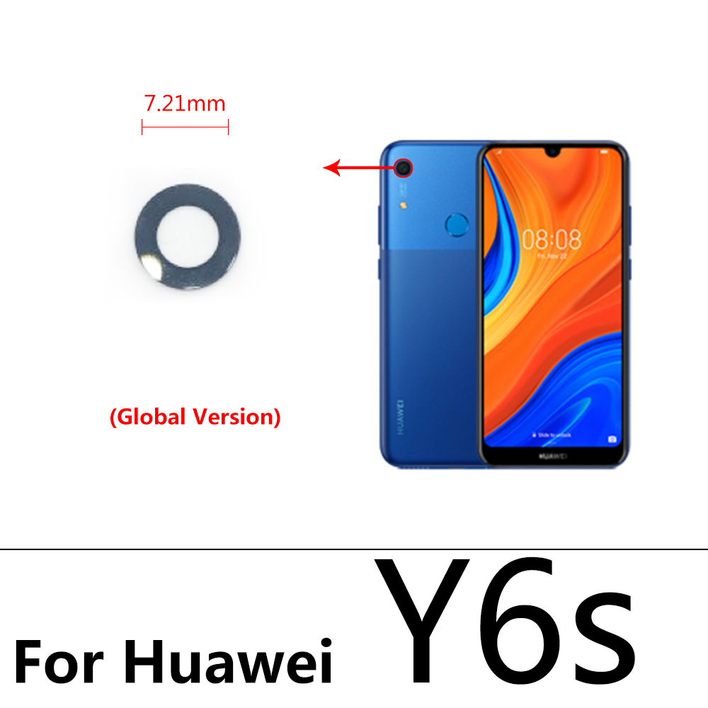 10pcs/Lot, Rear Back Camera Glass Lens Cover For Huawei Y5P Y9S Y8S Y8P Y6P Y7P Y5A Y6s With Ahesive Sticker: Y6S