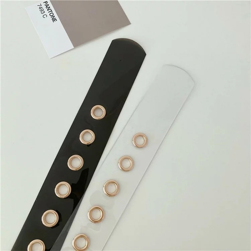 Cinturones transparentes de PVC de talla grande para mujer hebilla de Pin a la cinturón grande transparente de cintura blanca para mujer corsé con ojal para mujer fajas