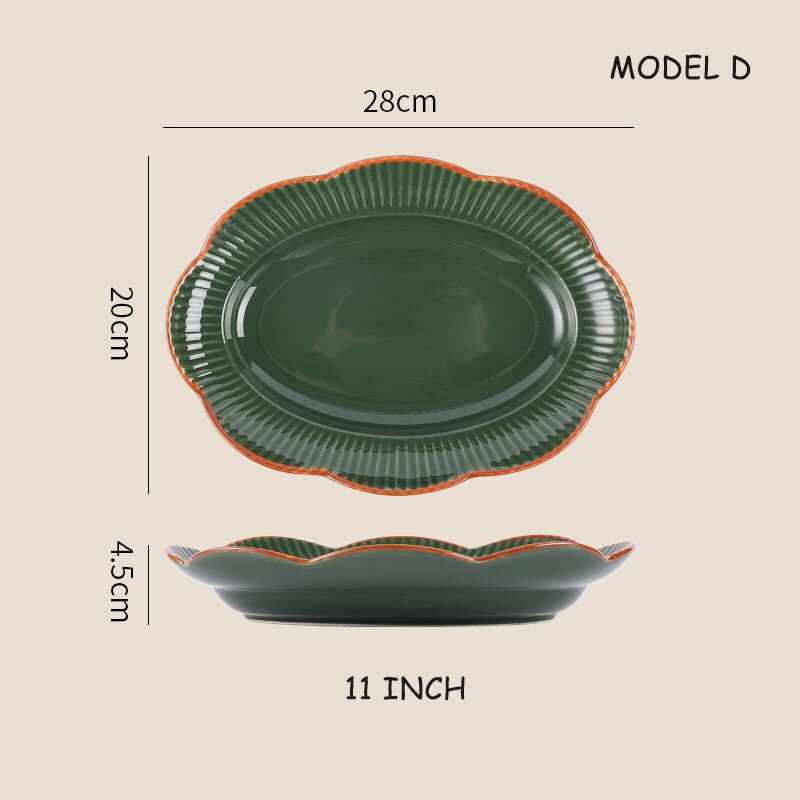 Modern Luxurious Tableware Dish Set Home High Appearance Ceramic Rice Bowl And Soup Bowl Large Fish Plates Dinner Set 1 Pcs: D