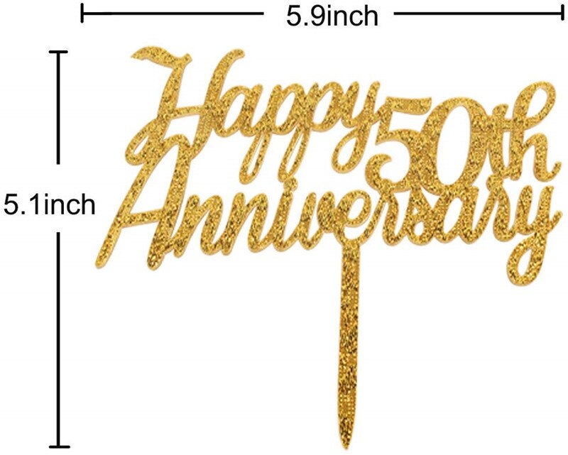 Happy 50th Anniversary Cake Topper,Gold Glitter Cheers to 50 Years Sign,50th Birthday/Wedding Anniversary Party Decorations