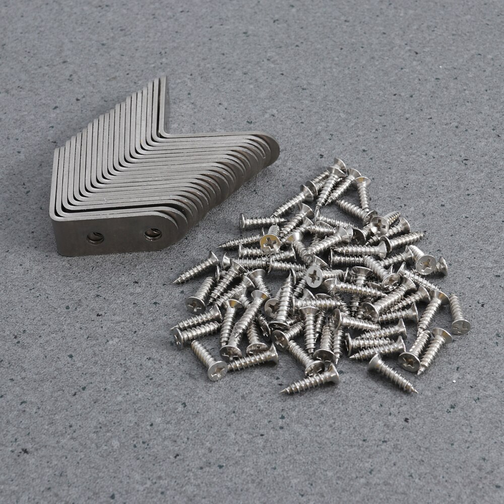 20 Pcs 2mm-Thick Rvs 90 Graden Hoek 40X40X16Mm Beugels Met 80 Pcs 4X16Mm Schroeven (Zilver)
