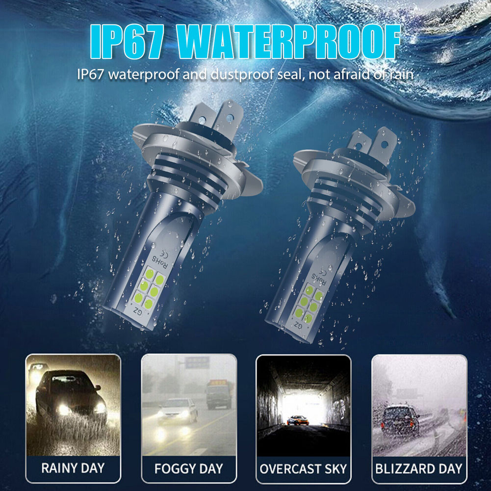 H7 LED-Scheinwerferlampe, 12 V, 24 V, Auto-Nebelscheinwerfer, IP67, wasserdicht, LED-Scheinwerferlampe, superhell, weiß, 1000 lm, für Fahrzeugzubehör