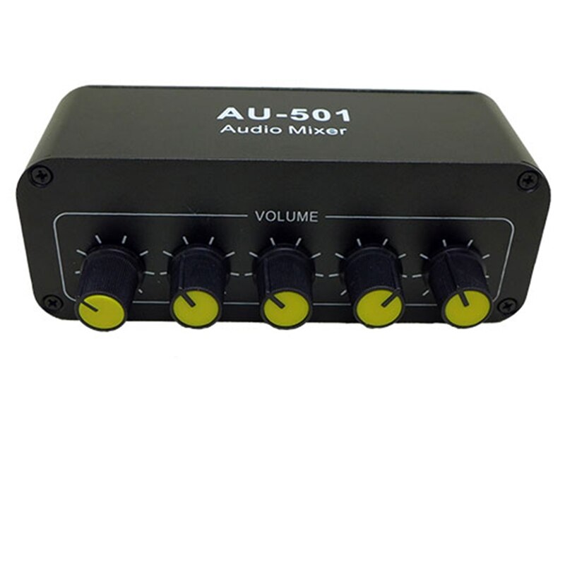 Stereo Audio Mixer (5 Input 1 Output) Multi-Channel Audio Source Reverberator Switch-Free 3.5mm+RCA Interface Diy: Default Title