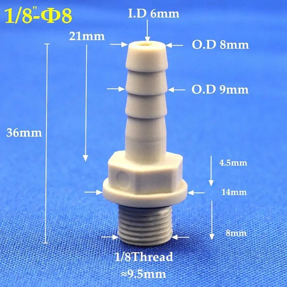Plastikowe złącze węża 6/8/10/12mm ogon kolczasty 1/4 "1/8" BSP gwint zewnętrzny POM złącze pagody złącze adapter złącza rurowe: biały