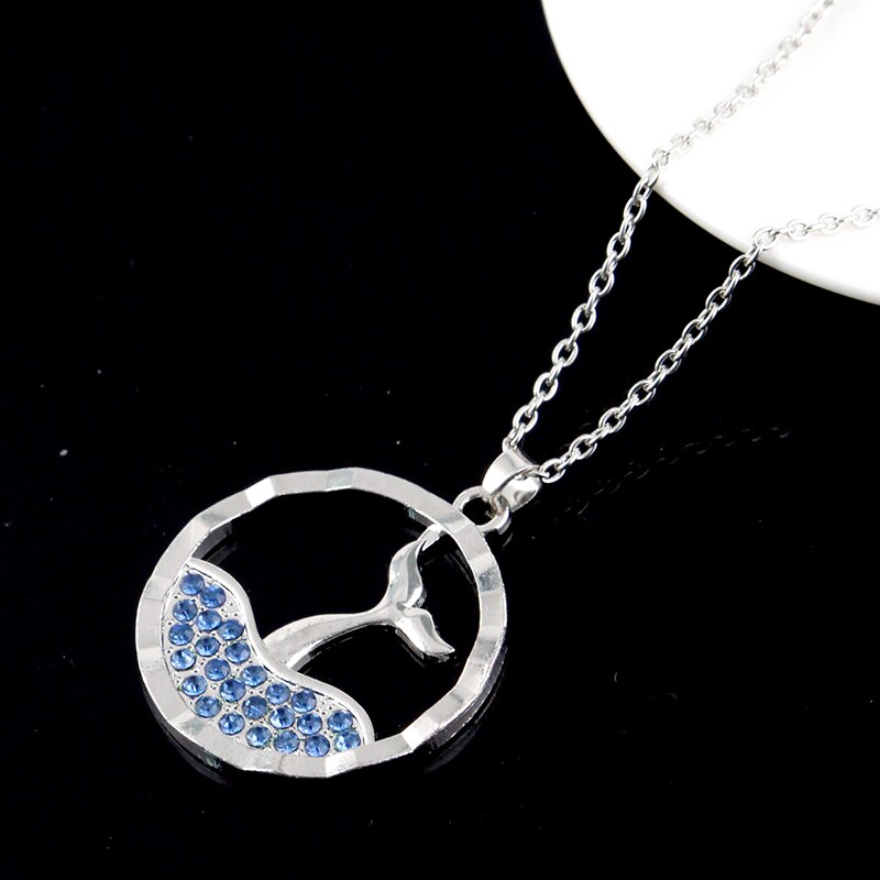 Blue Mermaid Ketting Persoonlijkheid Fishtail Sleutelbeen Keten Trendy Creatieve Oceaan Blauw Kristal Hanger Vrouwen Sieraden Voor Bruiloft