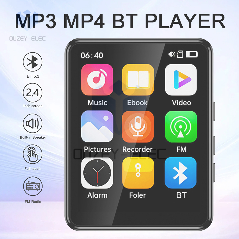 2.4 Inch MP3 player Support Bluetooth Full Screen touch HiFi Music Player Built-in Speaker With E-book /FM/Radio/Video